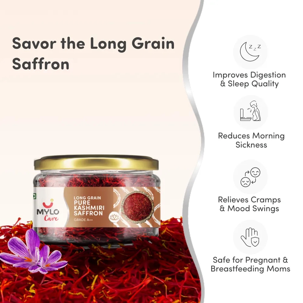 Long Grain Pure Saffron for Pregnant Women (Kesar) - 1g | Improves Digestion | Reduces Pain & Cramps | Improves Sleep | Clinically Tested