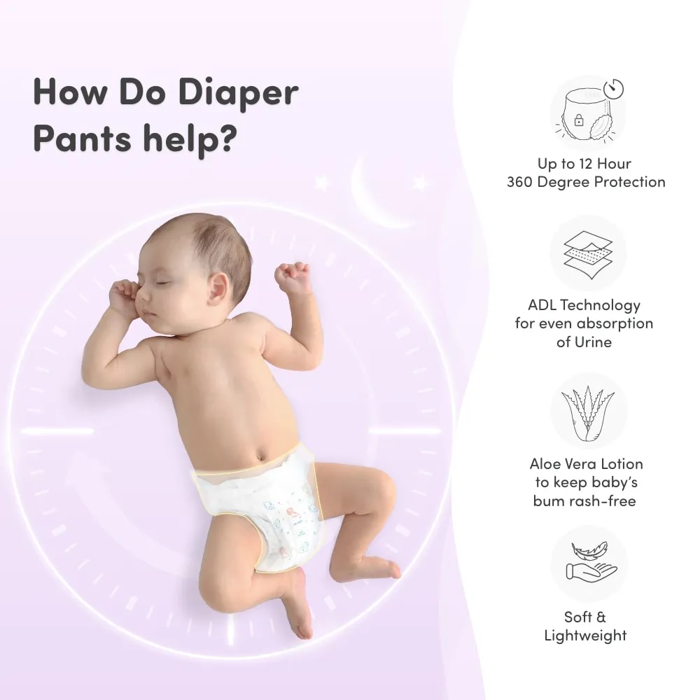 Monthly Diapering Super Saver Combo - Baby Diaper Pants Large (L) - (64 count) + Baby Wipes (Pack of 2)