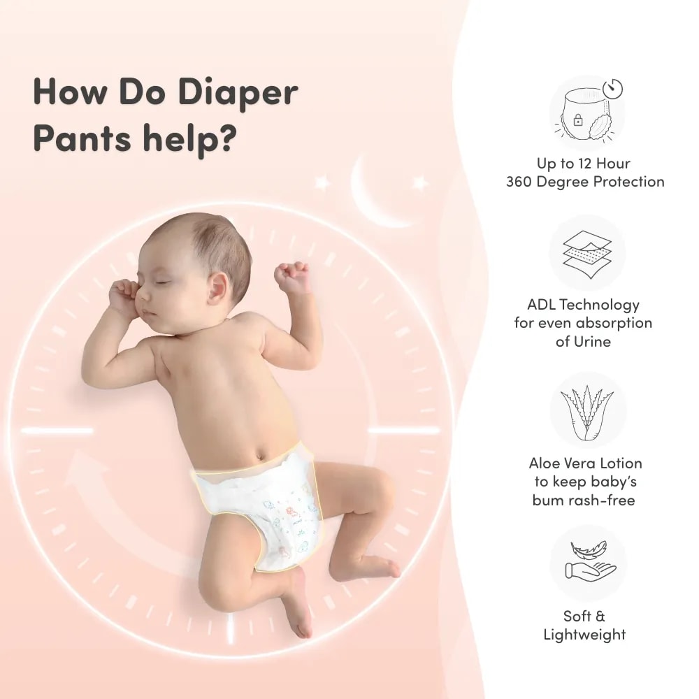 Monthly Diapering Super Saver Combo - Baby Diaper Pants Extra Large (XL) - (56 count) + Baby Wipes (Pack of 2)