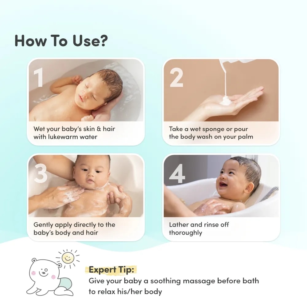 Baby Shampoo and Body Wash | Gentle Cleansing Head-to-Toe | Tear Free Formulation | Retains Natural Moisture | Dermatologically Tested | Made Safe Certified- 200 ml - Pack of 2