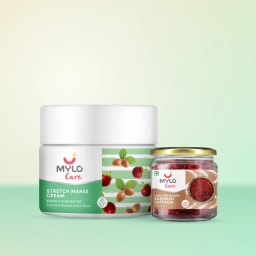 Pregnancy Wellness Super Saver Combo - Stretch Marks Cream for Women 100g + Long Grain Pure Saffron for Pregnant Women (Kesar) - 2g