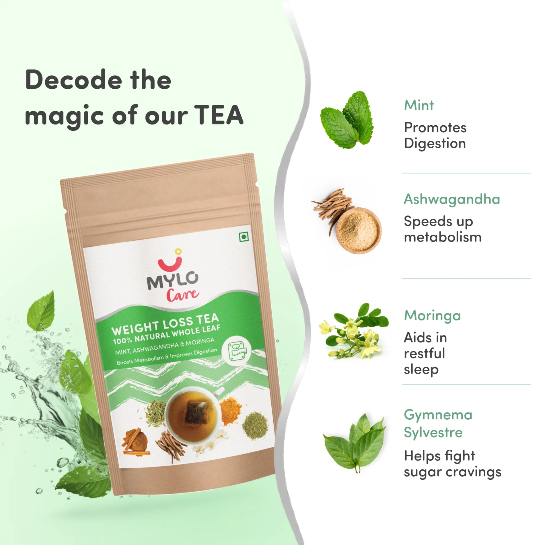 100% Natural Weight Loss Tea- 30 Tea Bags | Reduces Belly Fat | Boosts Metabolism & Improves Digestion | Improves Sleep | NABL Lab Tested - Pack of 2