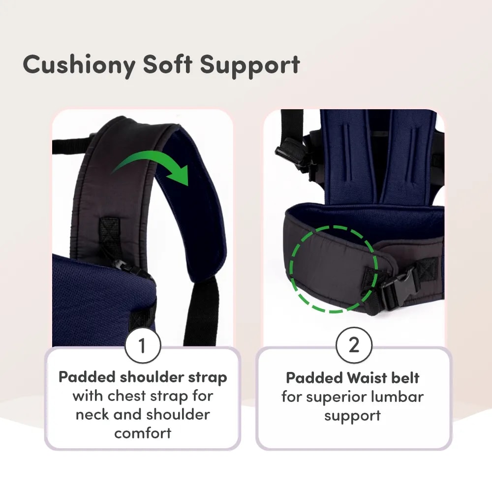 Baby Carrier Bag for 0 to 3 Years with 4 Comfortable Carrying Positions | Lightweight & Travel Friendly | Padded Neck & Shoulder Support - Blue & Black