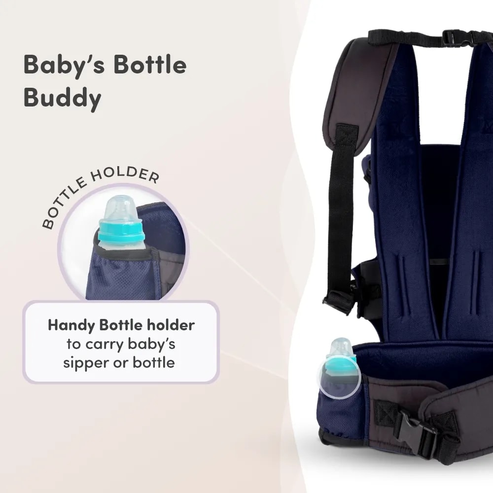Baby Carrier Bag for 0 to 3 Years with 4 Comfortable Carrying Positions | Lightweight & Travel Friendly | Padded Neck & Shoulder Support - Blue & Black