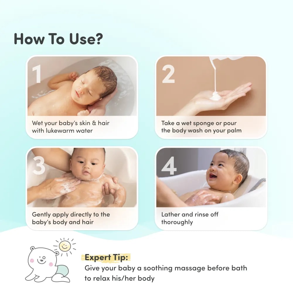 Baby Shampoo and Body Wash | Gentle Cleansing Head-to-Toe | Tear Free Formulation | Retains Natural Moisture | Dermatologically Tested | Made Safe Certified- 200 ml