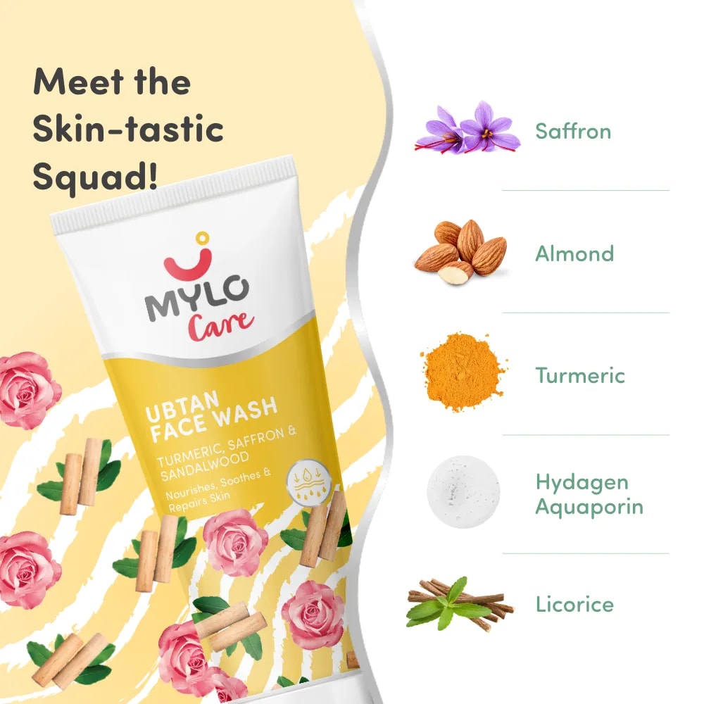 Ubtan Face Wash with Saffron, Nalpamaradi Oil & Turmeric | Brightens Skin | Removes Dead Skin Cells | Fights Acne | Lightens Skin (100 gm)