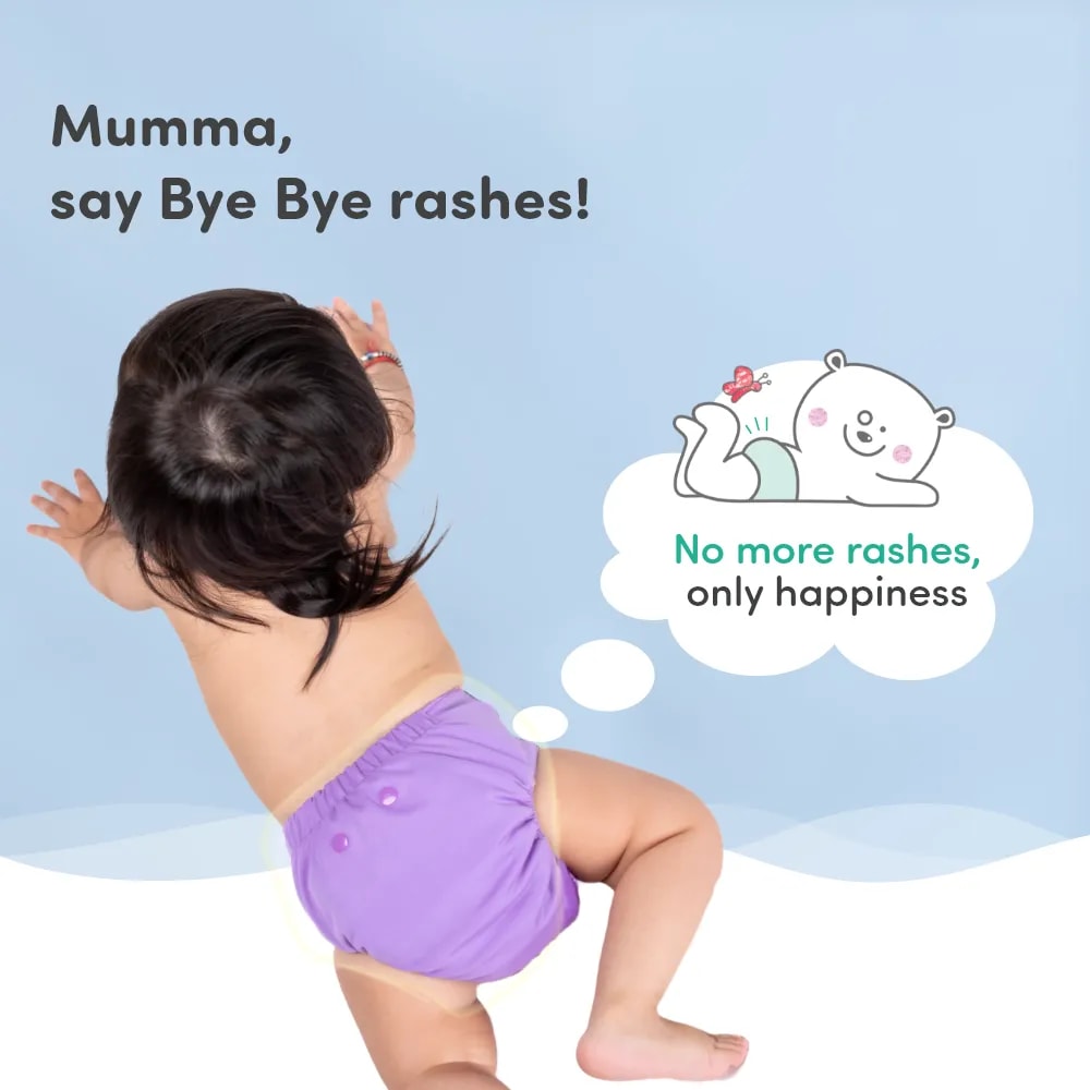 Adjustable Washable & Reusable Cloth Diaper With Dry Feel, Absorbent Insert Pad (3M-3Y) | Oeko-Tex Certified | Prevents Rashes - Assorted Colors - Pack of 4