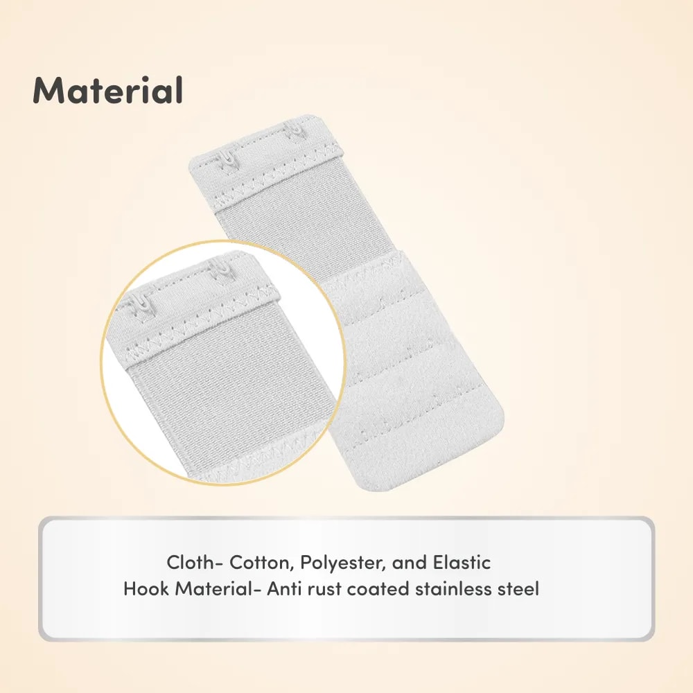 Bra Extenders with Extra Elastic Hooks | Makes Bra Comfortable | Increases Bra Band Strength - White - Pack of 3