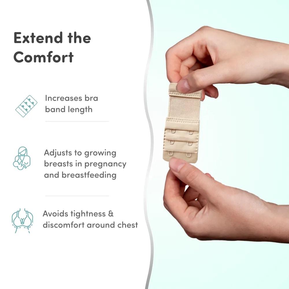 Bra Extenders with Extra Elastic Hooks | Makes Bra Comfortable | Increases Bra Band Strength - Skin - Pack of 3