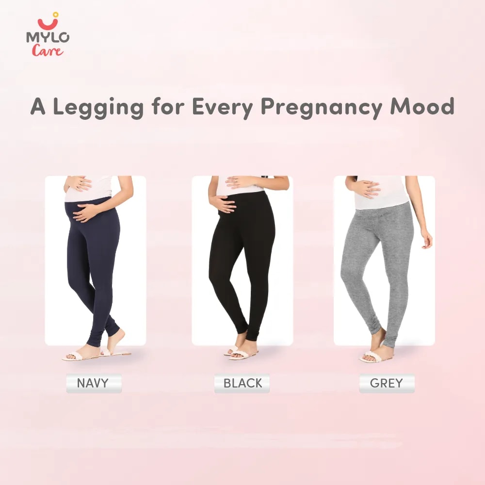 Stretchable Maternity Leggings for Women | Comfortable, Soft & Gentle on the Skin | Ideal for Pre & Post Delivery - Black - M