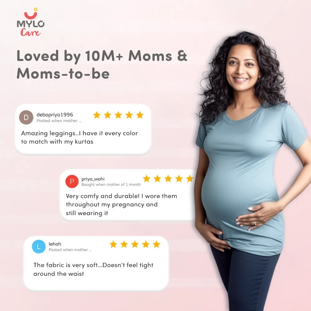 Stretchable Maternity Leggings for Women | Comfortable, Soft & Gentle on the Skin | Ideal for Pre & Post Delivery - Black - M