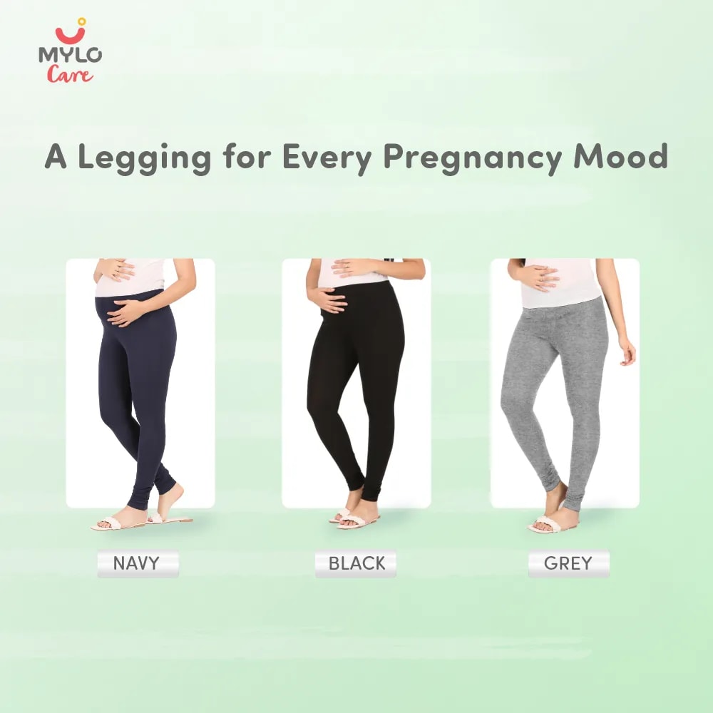 Stretchable Maternity Leggings for Women | Comfortable, Soft & Gentle on the Skin | Ideal for Pre & Post Delivery - Dark Grey - L