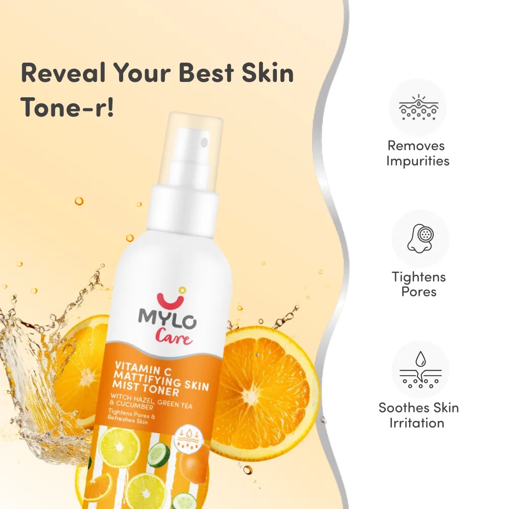 Vitamin C Mattifying Skin Mist Toner - Tightens Pores | Soothes Skin Irritation | Removes Impurities | Brightens Complexion - 200 ml