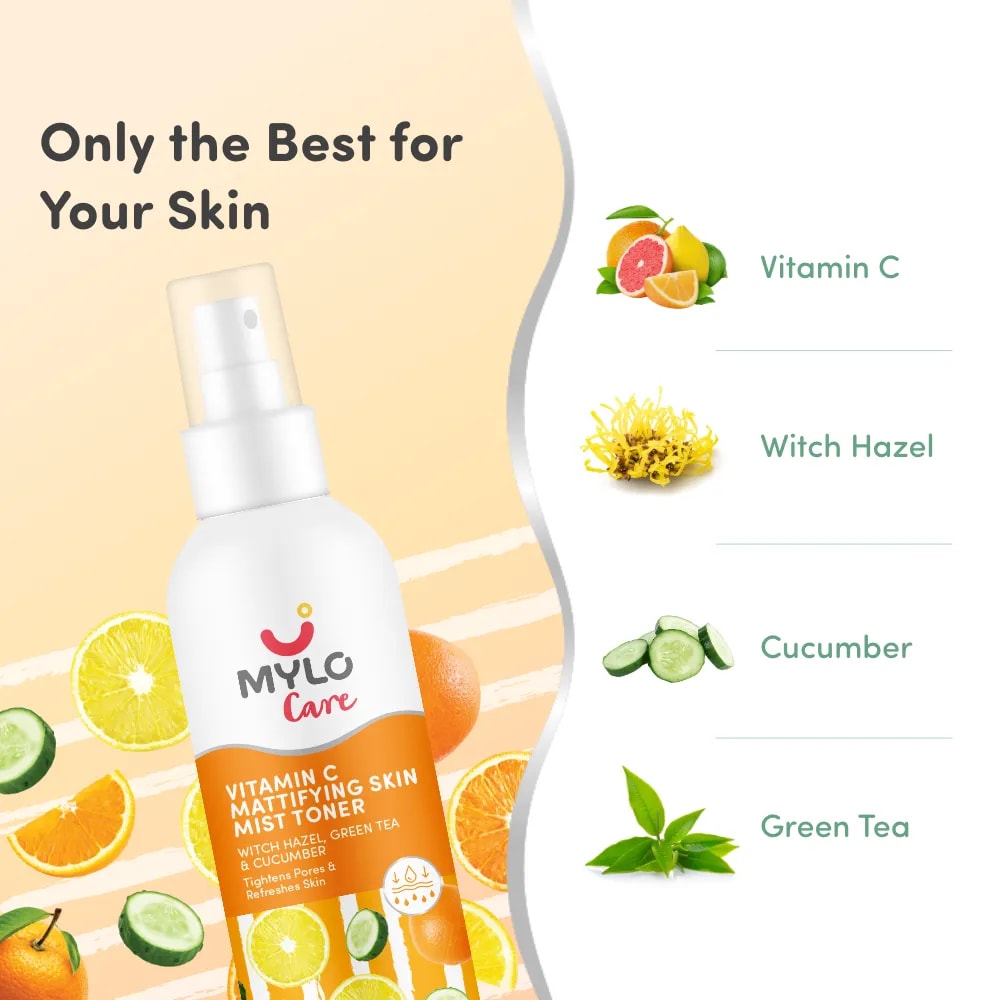 Vitamin C Mattifying Skin Mist Toner - Tightens Pores | Soothes Skin Irritation | Removes Impurities | Brightens Complexion - 200 ml