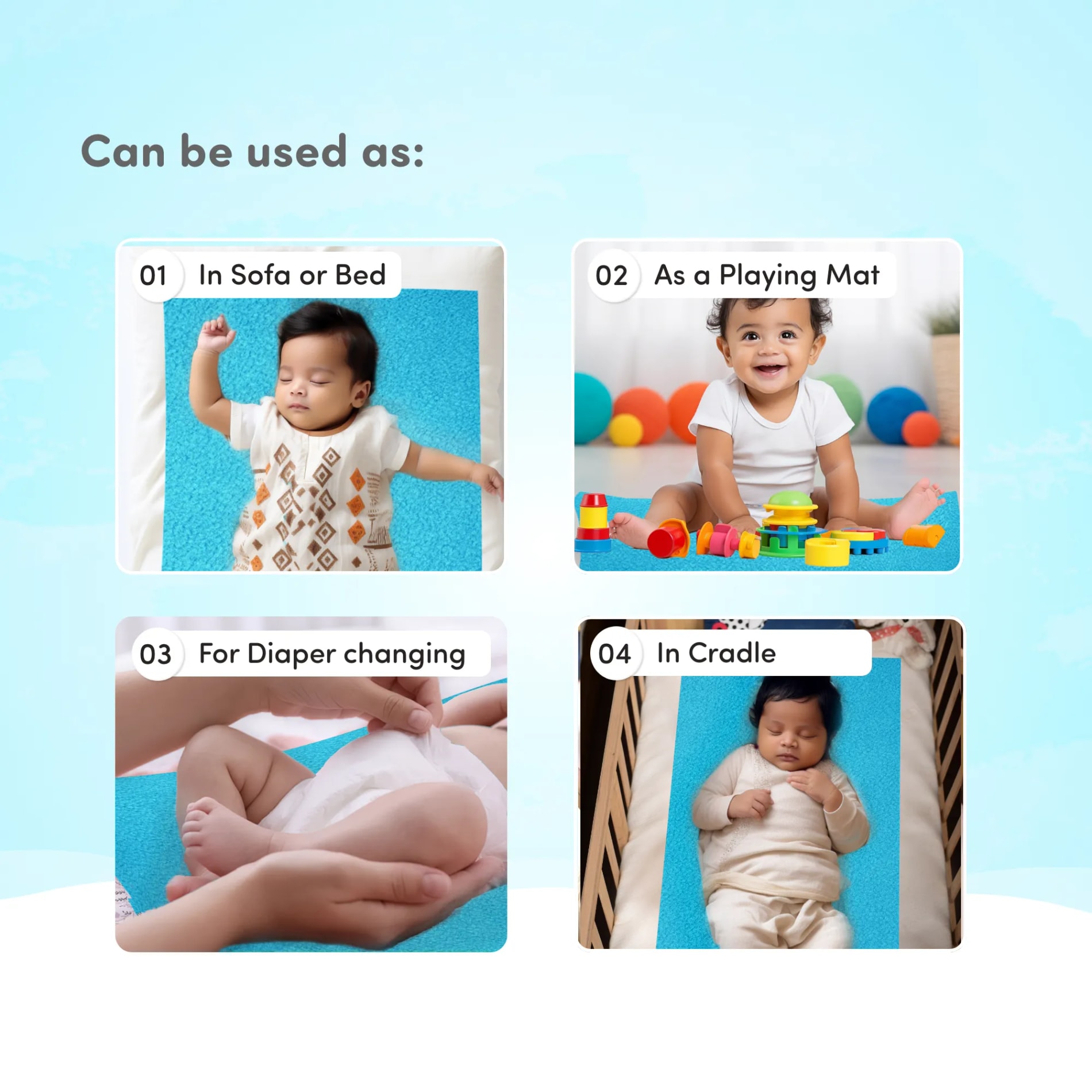 Waterproof Extra Absorbent Baby Dry Sheet & Bed Protector | Guards Against Spills, Stains & Nappy Leaks | Foldable & Portable - (Turquoise & Maroon) - Pack of 2