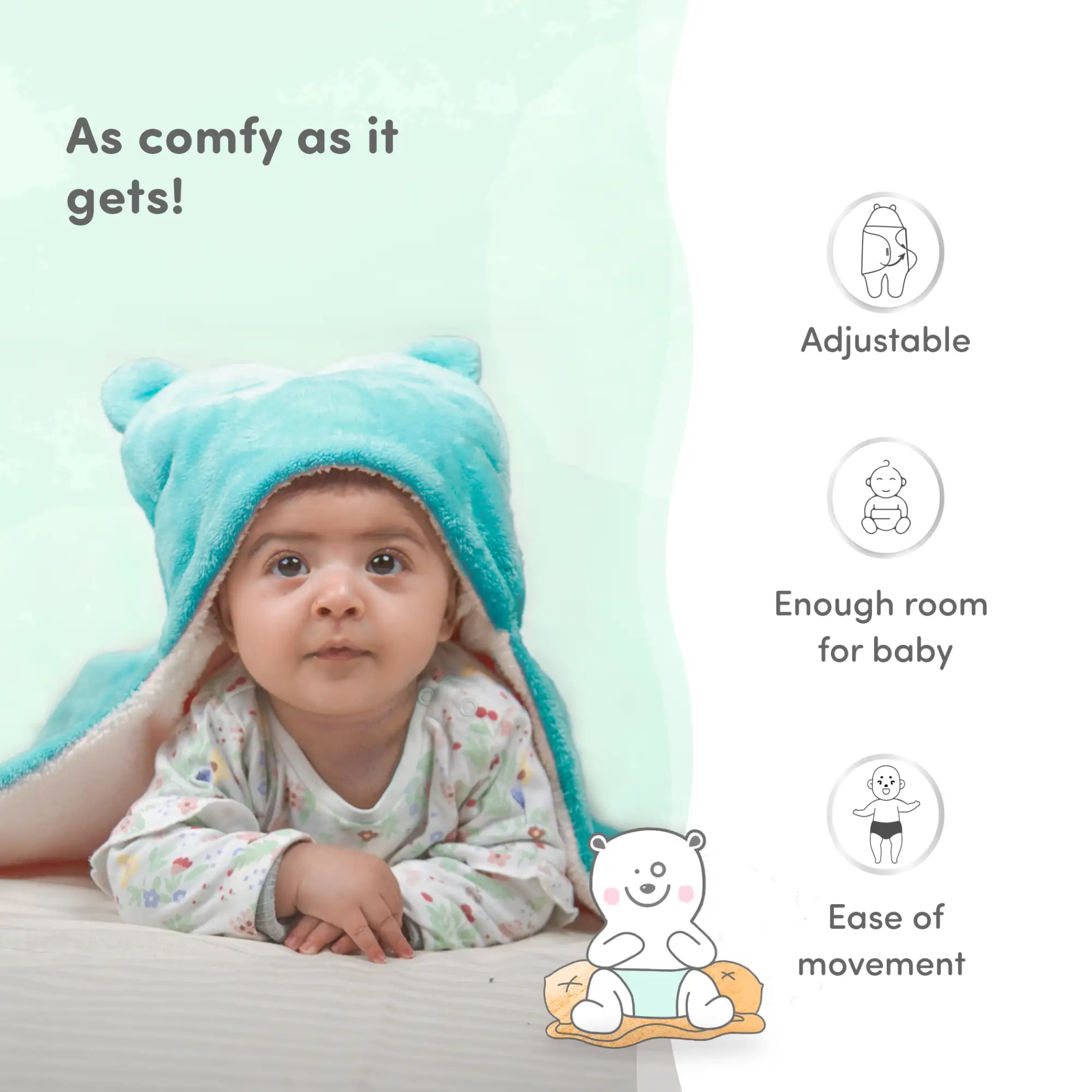 Baby Wrapper for New Born | Baby Swaddling Wrapper | 4-in-1 All Season AC Blanket cum Sleeping Bag for Baby 0-6 Months - Light Pink & Mint Green