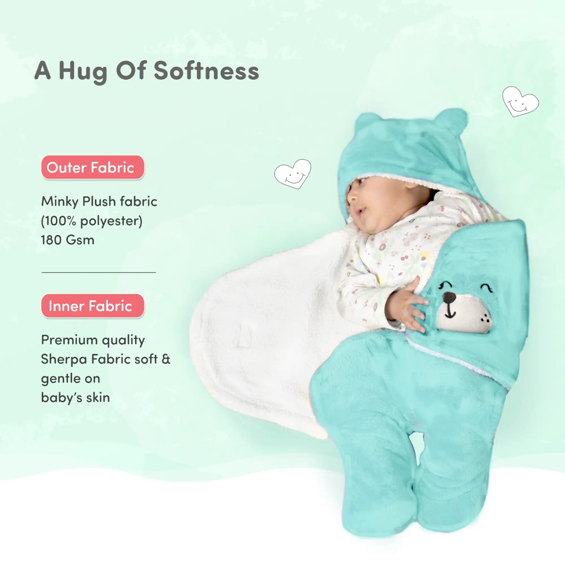 Baby Wrapper for New Born | Baby Swaddling Wrapper | 4-in-1 All Season AC Blanket cum Sleeping Bag for Baby 0-6 Months - Light Pink & Mint Green
