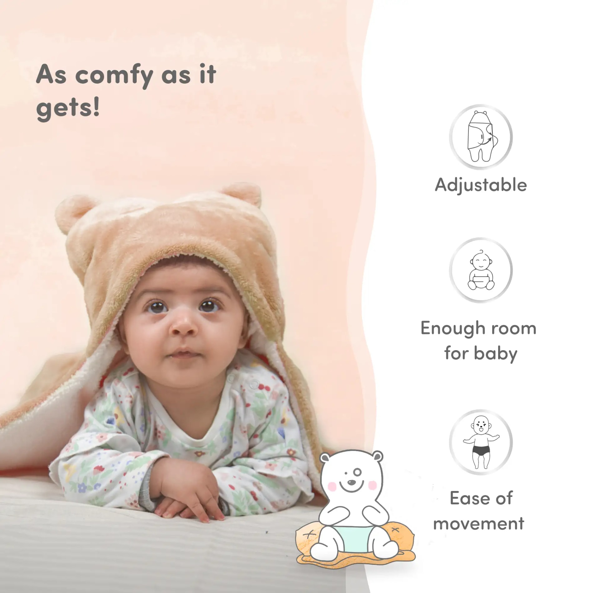 Mylo Baby Wrapper for New Born | Baby Swaddling Wrapper | 4-in-1 All Season AC Blanket cum Sleeping Bag for Baby 0-6 Months - Mint Green & Light Brown