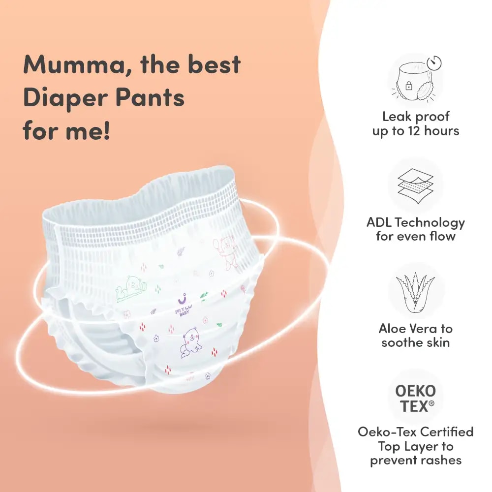 Monthly Diapering Super Saver Combo - Baby Diaper Pants Extra Large (XL) - (56 count) + Baby Wipes (Pack of 2)