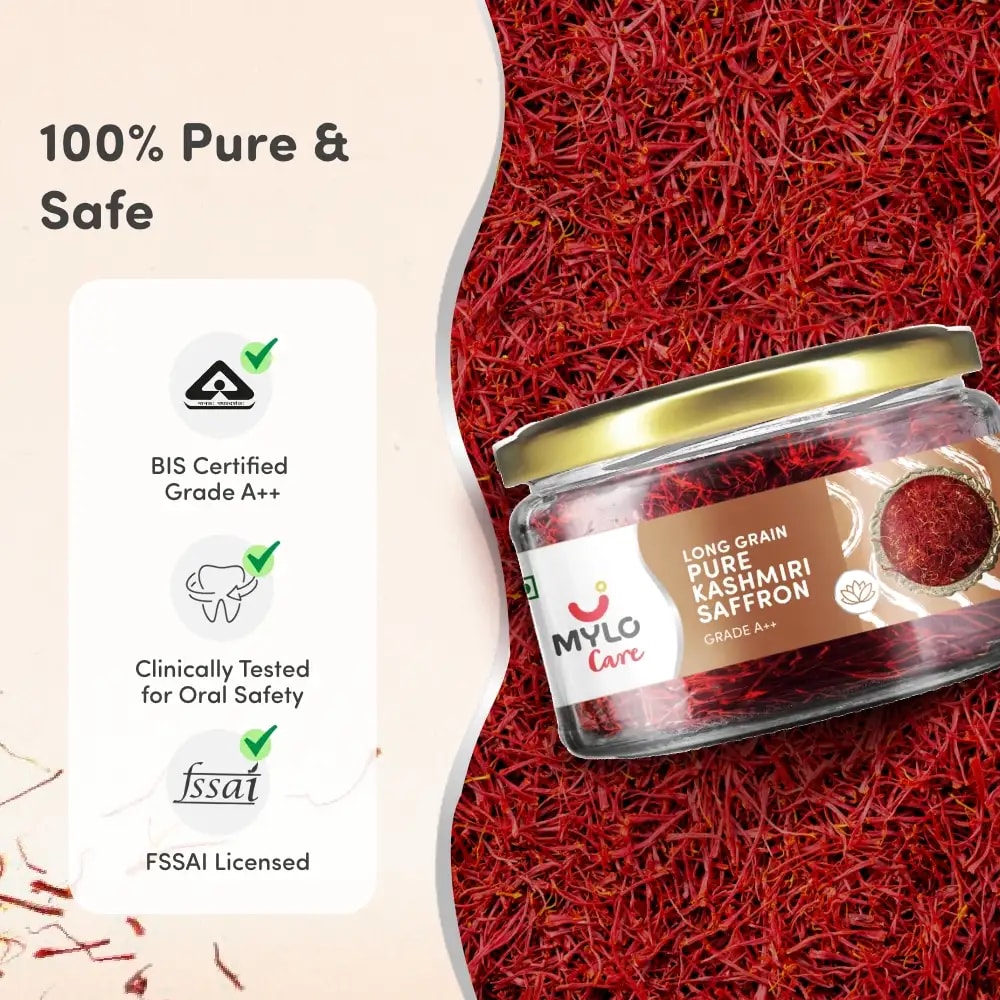 Long Grain Pure Saffron for Pregnant Women (Kesar) - 1g | Improves Digestion | Reduces Pain & Cramps | Improves Sleep | Clinically Tested