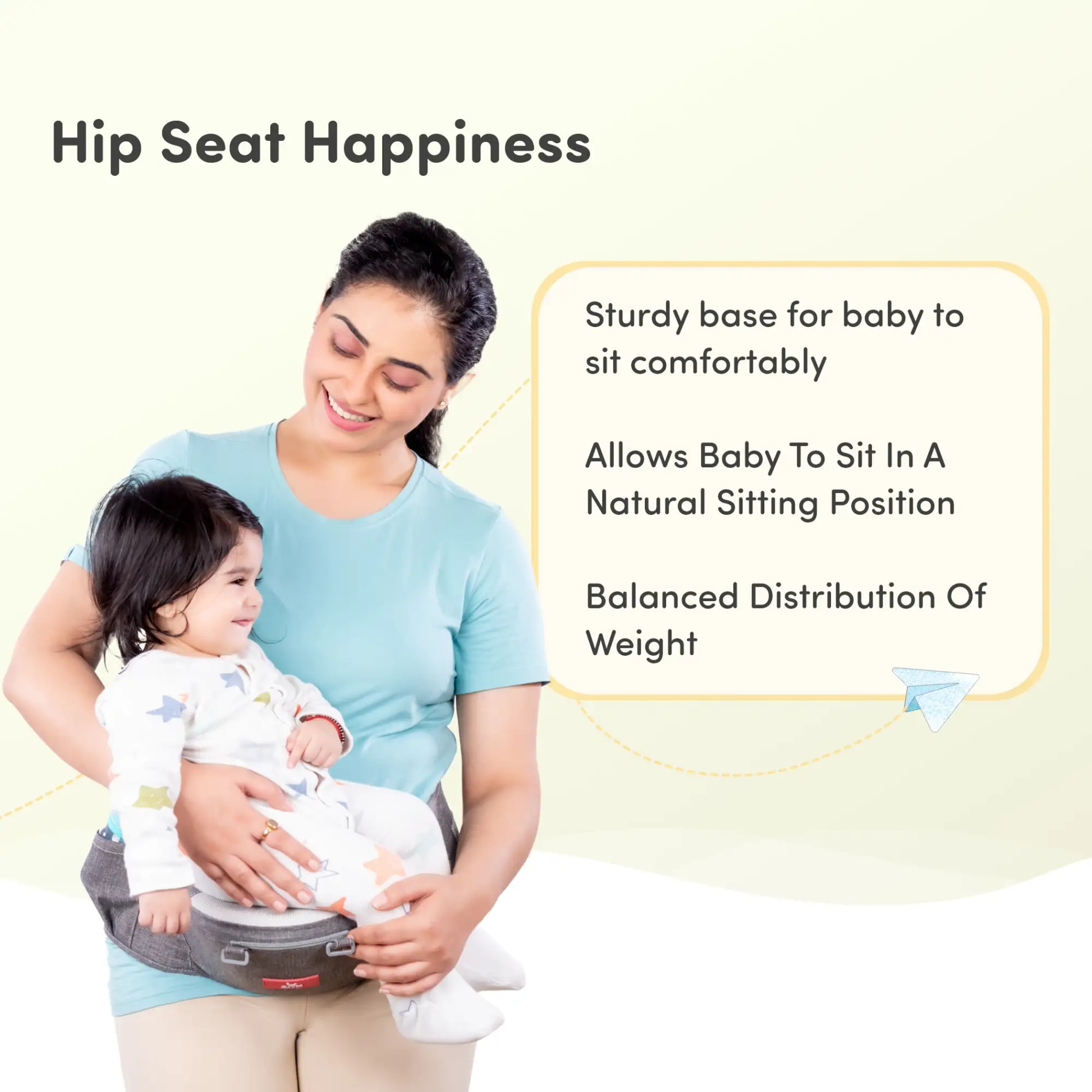 Riviera Premium Baby Carrier Bag for 0 to 3 Year Baby with 6 Comfortable Carrying Positions | Premium Fabric | Wider Waist Belt | Ergonomic Hip Seat - Grey