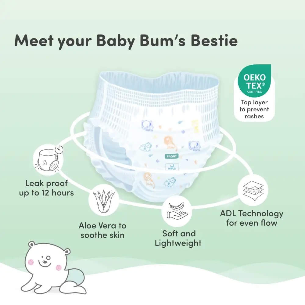 Super Saver Combo - Baby Diaper Pants Small (S) 8-4 kgs (84 count) Leak Proof+ Extra Virgin Coconut Oil (200ml)