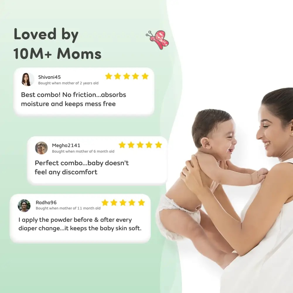 Super Saver Combo - Baby Diaper Pants Small (S) Size 4-8 kgs (84 count) Leak Proof + Baby Powder for Kids - 300 gm