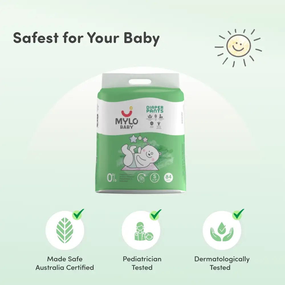 Baby Diaper Pants Small (S) Size 4-8 kgs (Jumbo Pack) + Baby Soap (Pack of 3)