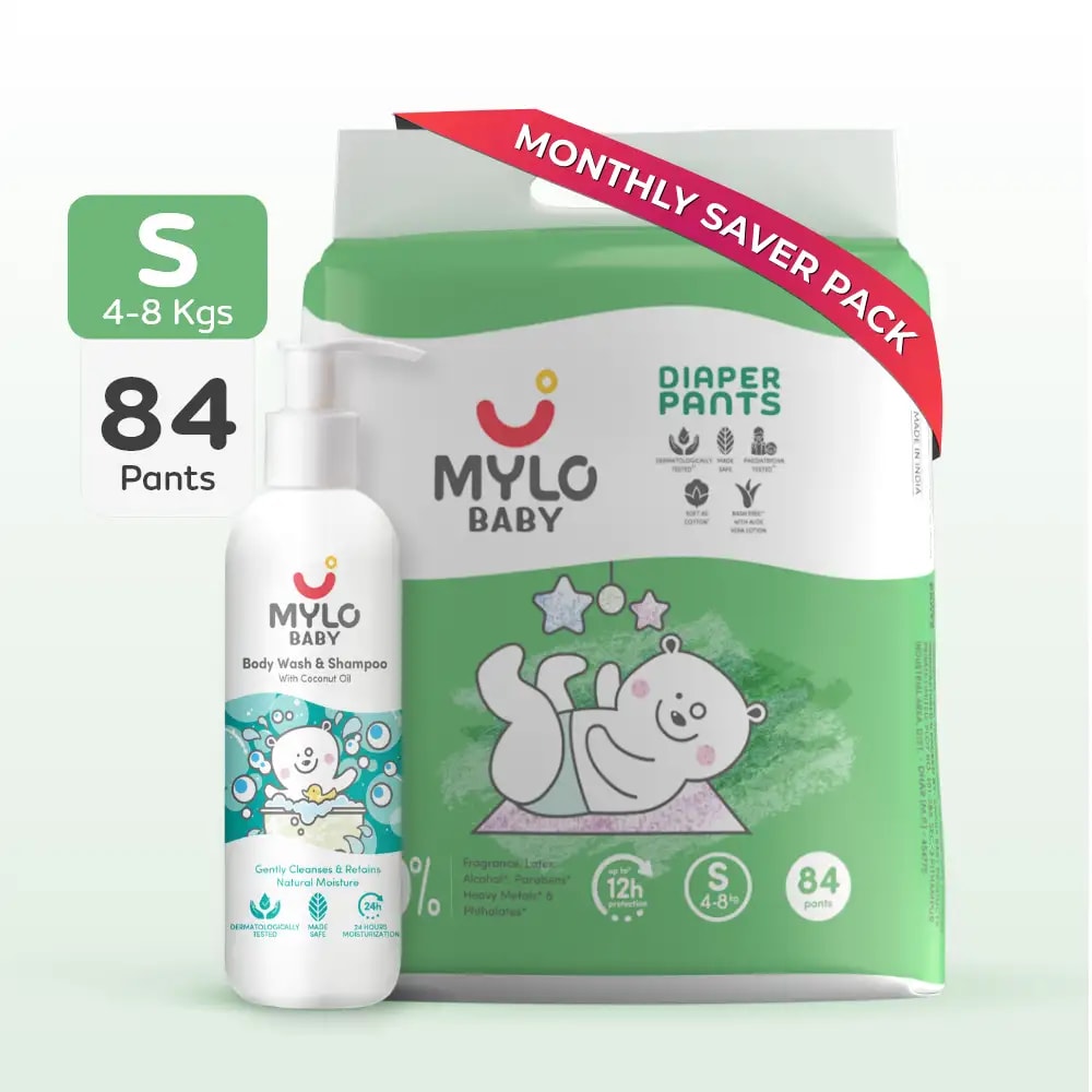 Baby Diaper Pants (S) - Jumbo Pack + Baby Head to Toe Wash