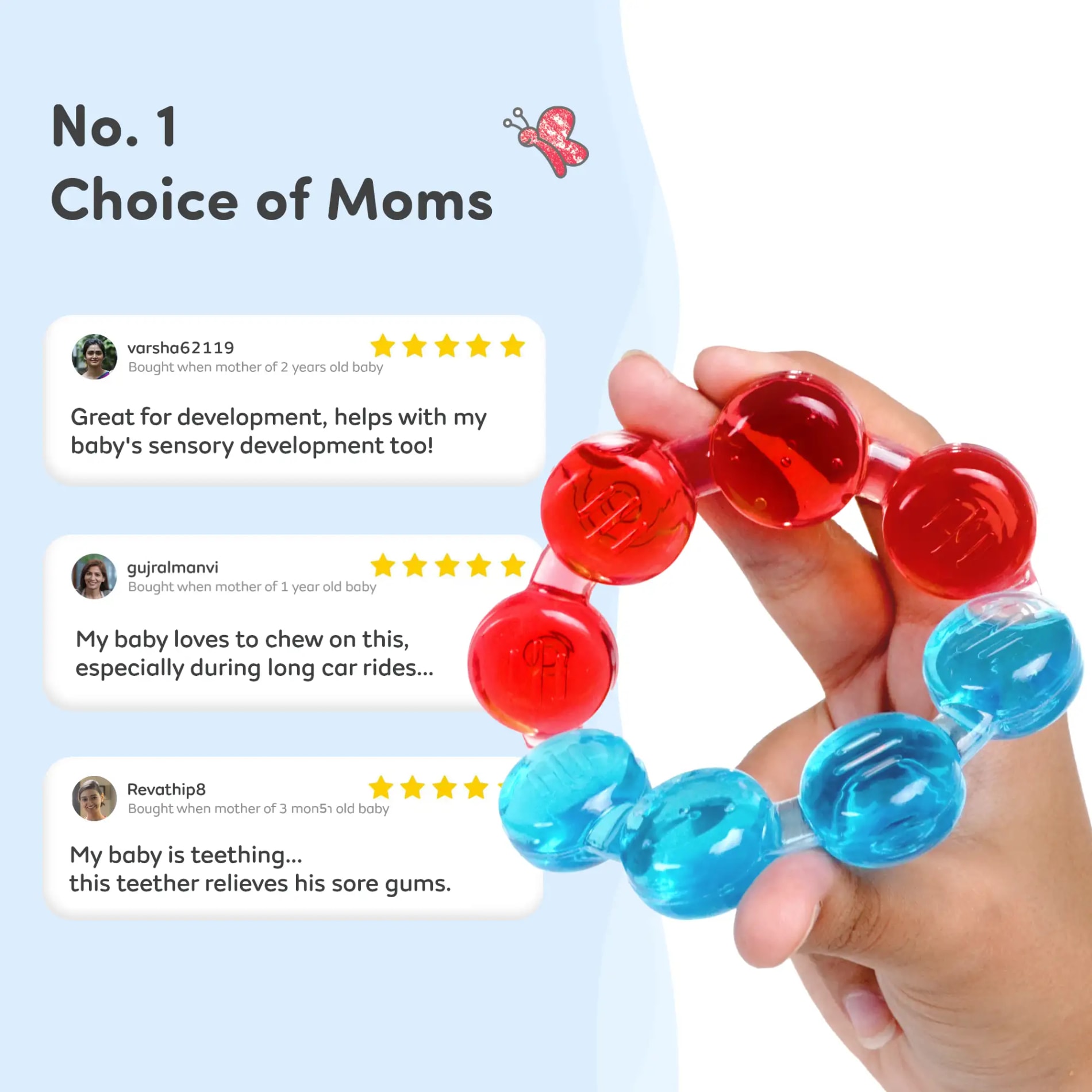 Teether for Kids | Relieves Sore Teething Gums | BPA Free, Food Grade & Non Toxic | ISI Marked | Easy to Hold | Pack of 2 - Ring + Hot Air Balloon