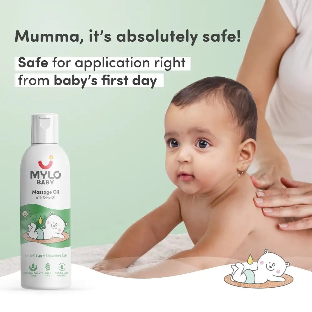 Baby Massage Oil 200ml | Improves Complexion & Skin Tone | Moisturizes & Nourishes Skin | Aids in Sun Protection | Made Safe Certified - Pack of 2