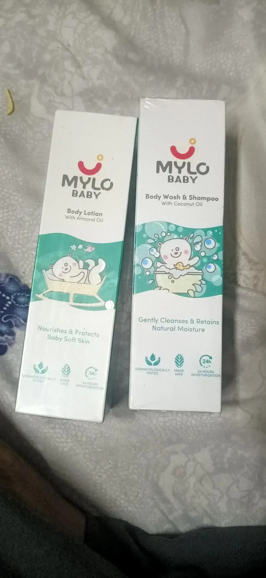 Baby Bath Essentials - Baby Body Wash & Shampoo (200 ml) and Mylo Care Baby Lotion (200 ml) | Tear Free Formulation | 24 Hours Moisturization
