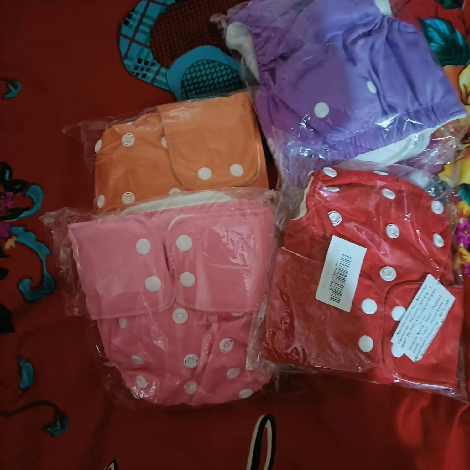 Adjustable Washable & Reusable Cloth Diaper With Dry Feel, Absorbent Insert Pad (3M-3Y) | Oeko-Tex Certified | Prevents Rashes - Assorted Colors - Pack of 4