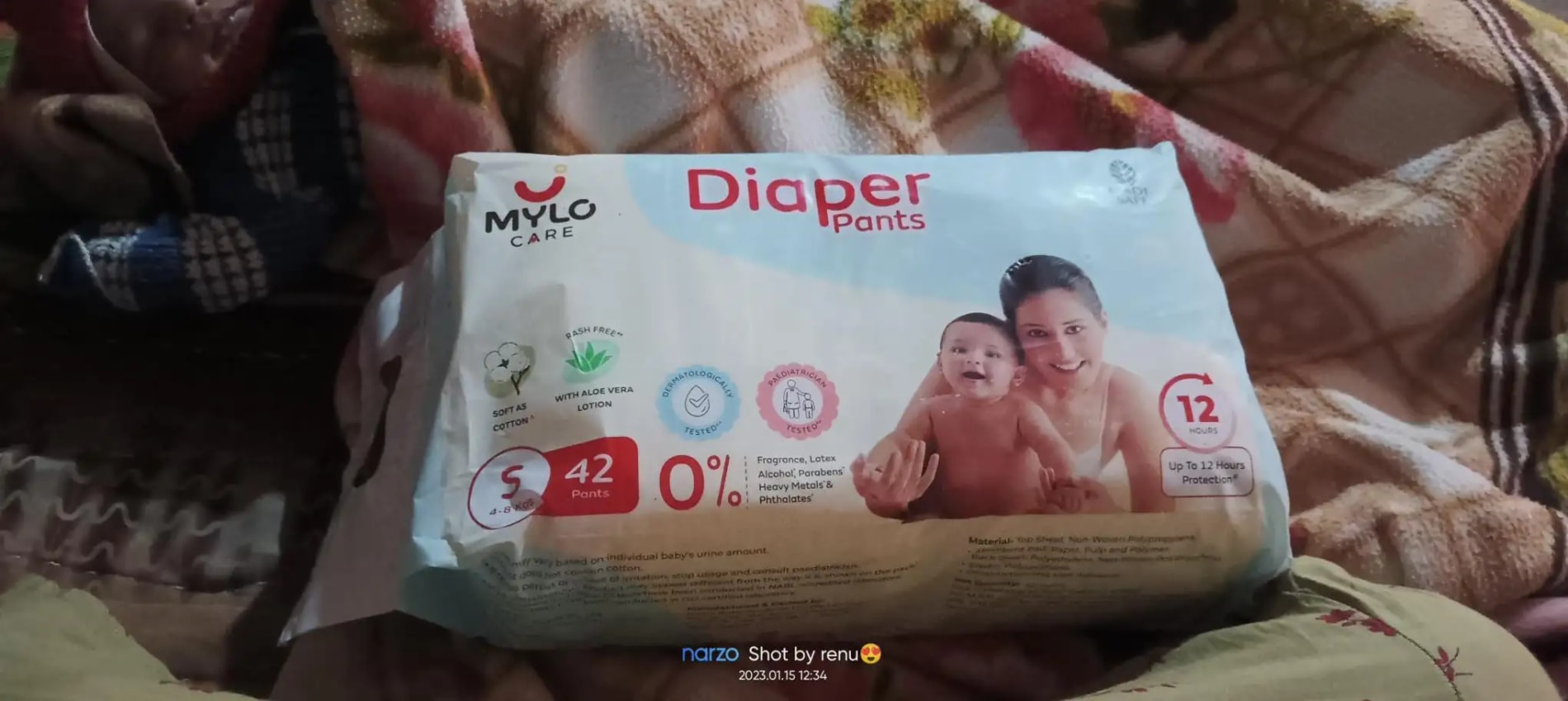 Baby Diaper Pants Small (S) Size 4-8 kgs (42 count) Leak Proof | Lightweight | Rash Free | 12 Hours Protection | ADL Technology (Pack of 1)
