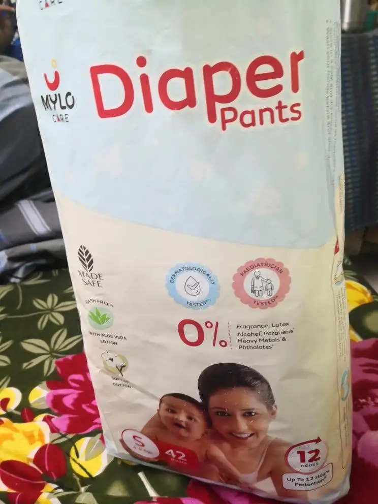 Baby Diaper Pants Small (S) Size 4-8 kgs (42 count) Leak Proof | Lightweight | Rash Free | 12 Hours Protection | ADL Technology (Pack of 1)