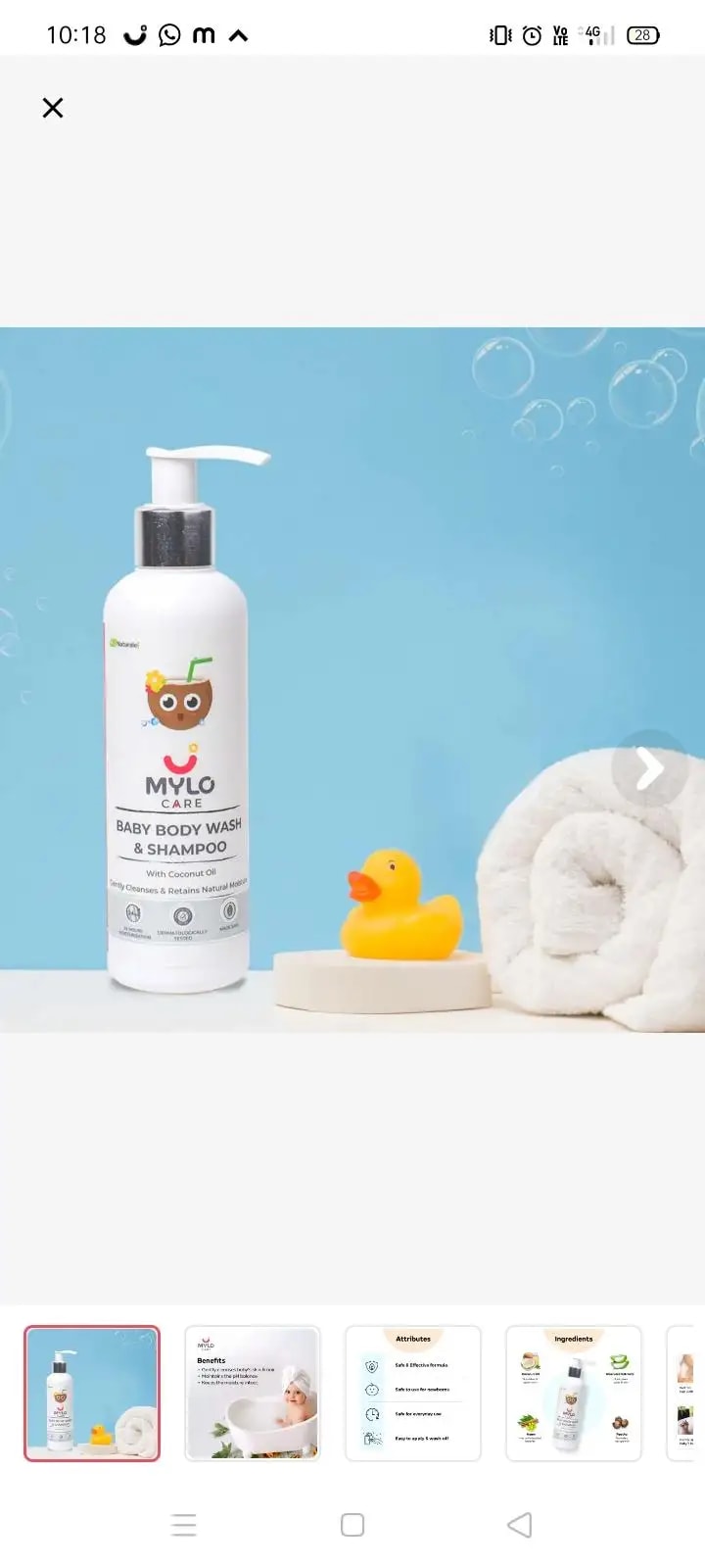 Baby Shampoo and Body Wash | Gentle Cleansing Head-to-Toe | Tear Free Formulation | Retains Natural Moisture | Dermatologically Tested | Made Safe Certified- 200 ml - Pack of 2