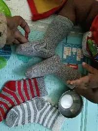 Baby Socks 0-6 Months | Elasticated & Antibacterial | Breathable, Shrinkable, Sweat & Wear Resistant | Unisex Grey Striped & Solid | Pack of 3