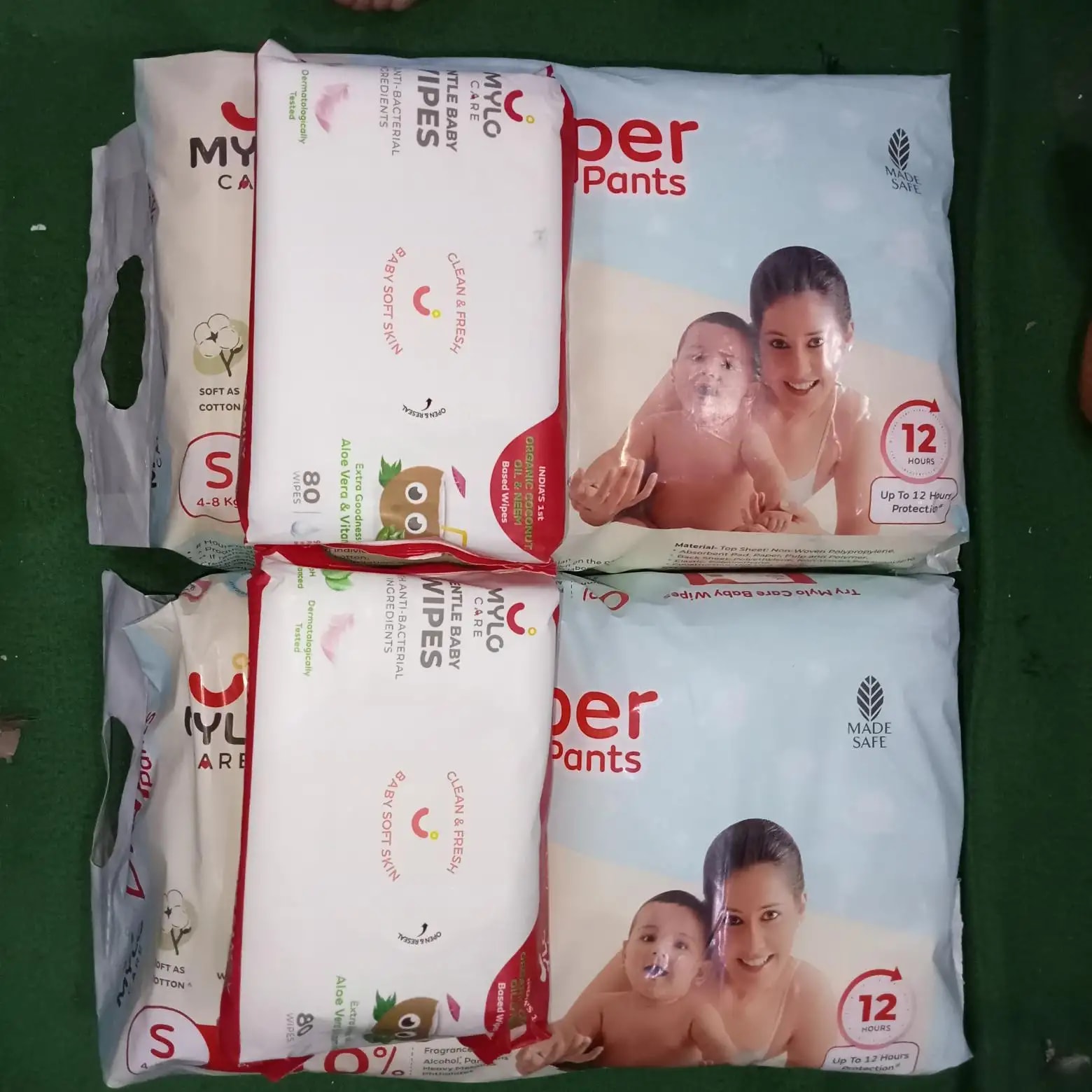 Super Saver Combo - Baby Diaper Pants Medium (M) 7-8 kgs - (76 count) Leak Proof + Extra Virgin Coconut Oil (200ml)