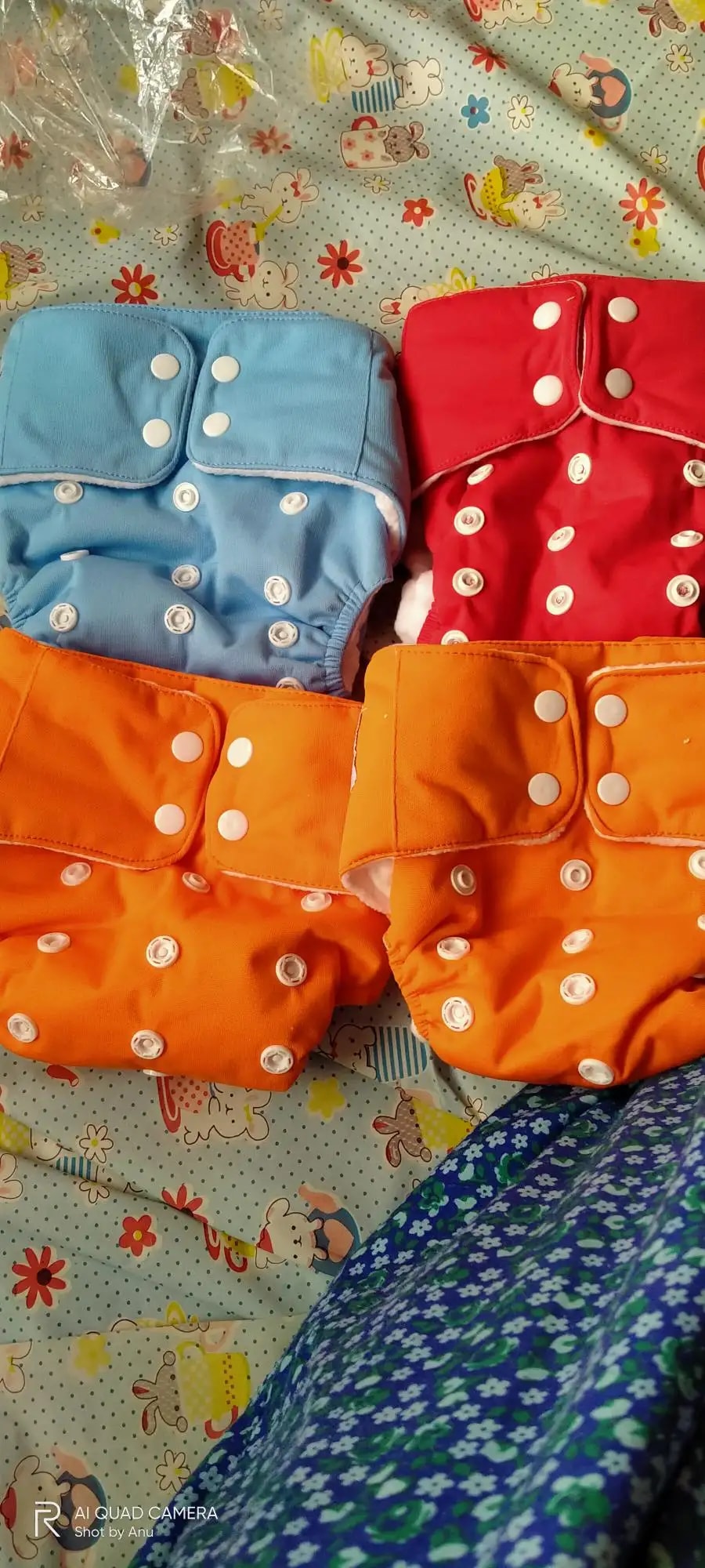Adjustable Washable & Reusable Cloth Diaper With Dry Feel, Absorbent Insert Pad (3M-3Y) | Oeko-Tex Certified | Prevents Rashes - Assorted Colors - Pack of 4