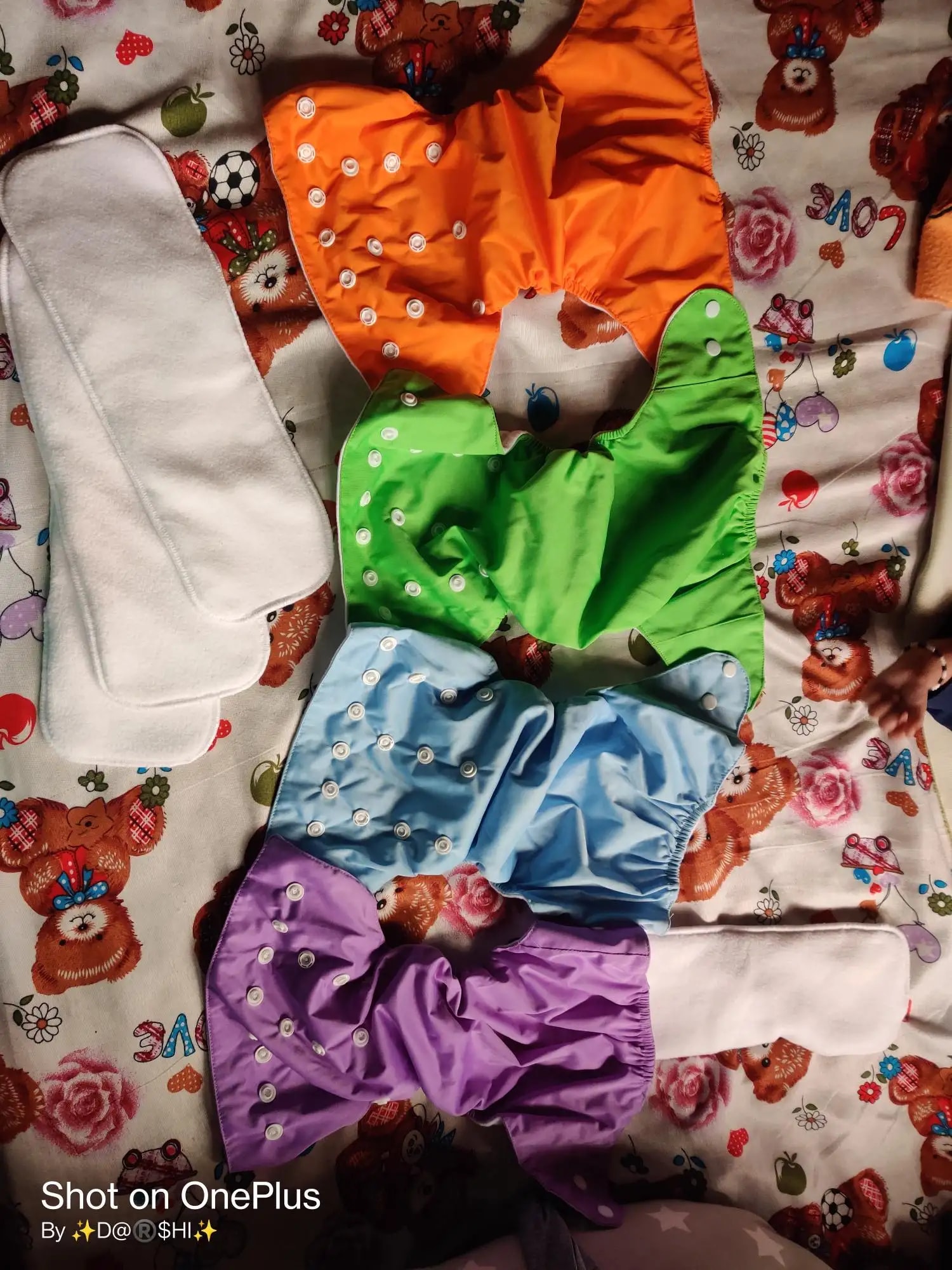 Adjustable Washable & Reusable Cloth Diaper With Dry Feel, Absorbent Insert Pad (3M-3Y) | Oeko-Tex Certified | Prevents Rashes - Assorted Colors - Pack of 4