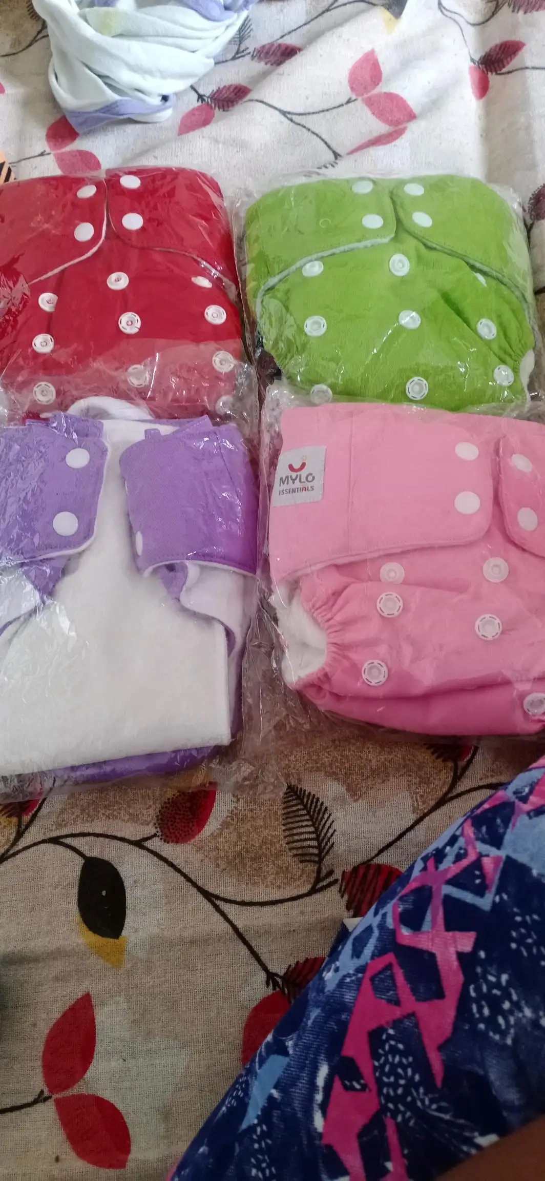 Adjustable Washable & Reusable Cloth Diaper With Dry Feel, Absorbent Insert Pad (3M-3Y) | Oeko-Tex Certified | Prevents Rashes - Assorted Colors - Pack of 4