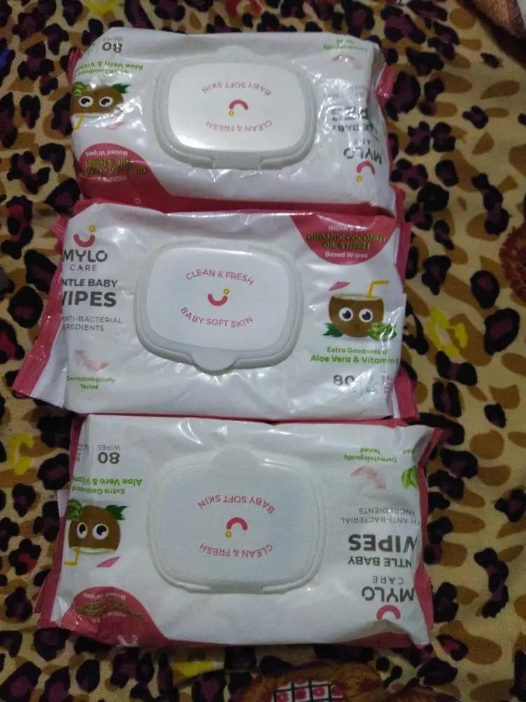 Gentle Baby Wipes With Lid - Organic Coconut Oil, Neem, Aloe Vera and Vitamin E | 98% Pure Water | Dermatologically Tested (Pack of 3) - 72 Wipes Per Pack