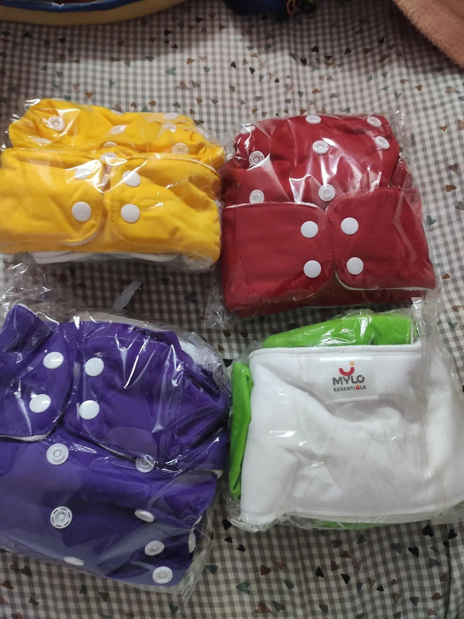 Adjustable Washable & Reusable Cloth Diaper With Dry Feel, Absorbent Insert Pad (3M-3Y) | Oeko-Tex Certified | Prevents Rashes - Assorted Colors - Pack of 4