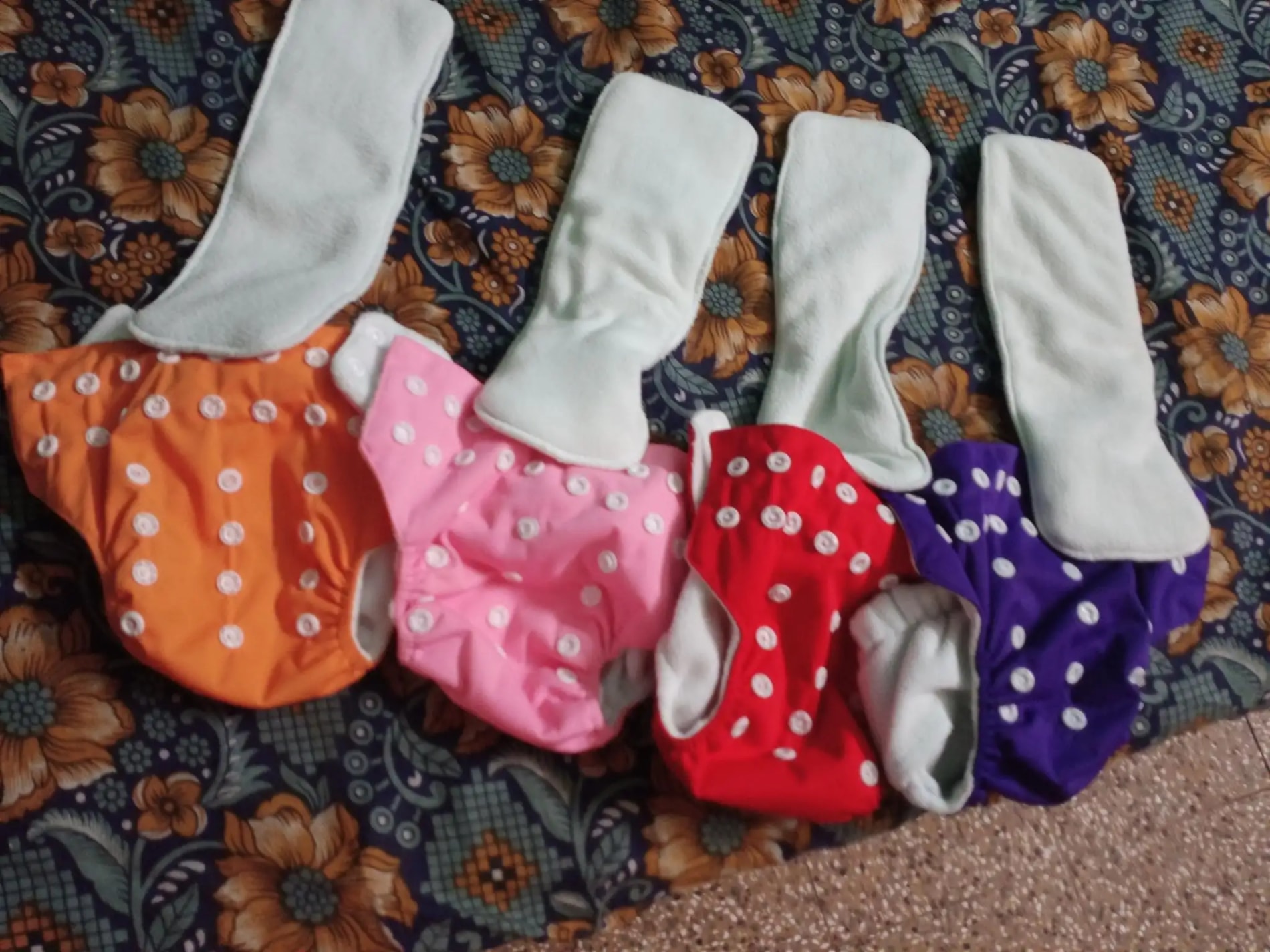 Adjustable Washable & Reusable Cloth Diaper With Dry Feel, Absorbent Insert Pad (3M-3Y) | Oeko-Tex Certified | Prevents Rashes - Assorted Colors - Pack of 4
