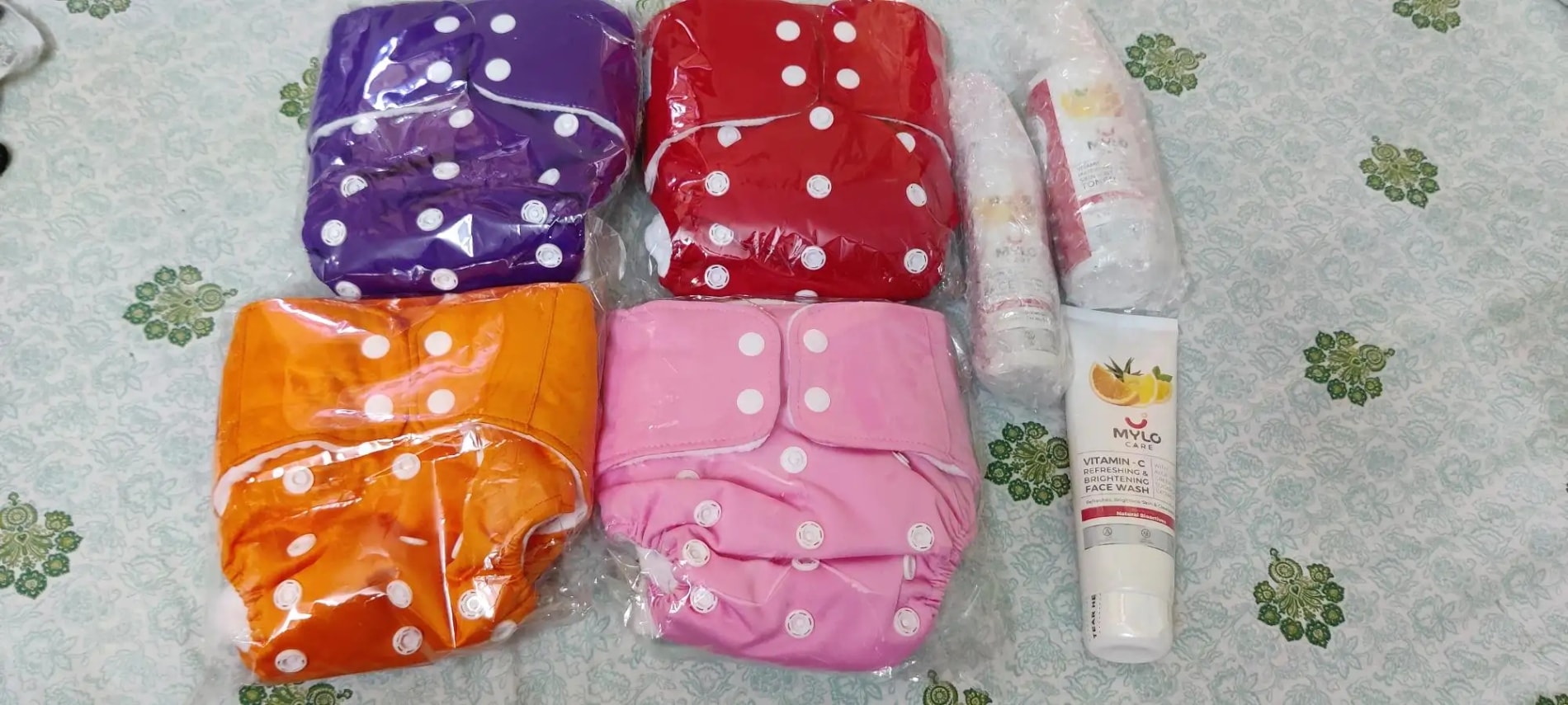 Adjustable Washable & Reusable Cloth Diaper With Dry Feel, Absorbent Insert Pad (3M-3Y) | Oeko-Tex Certified | Prevents Rashes - Assorted Colors - Pack of 4