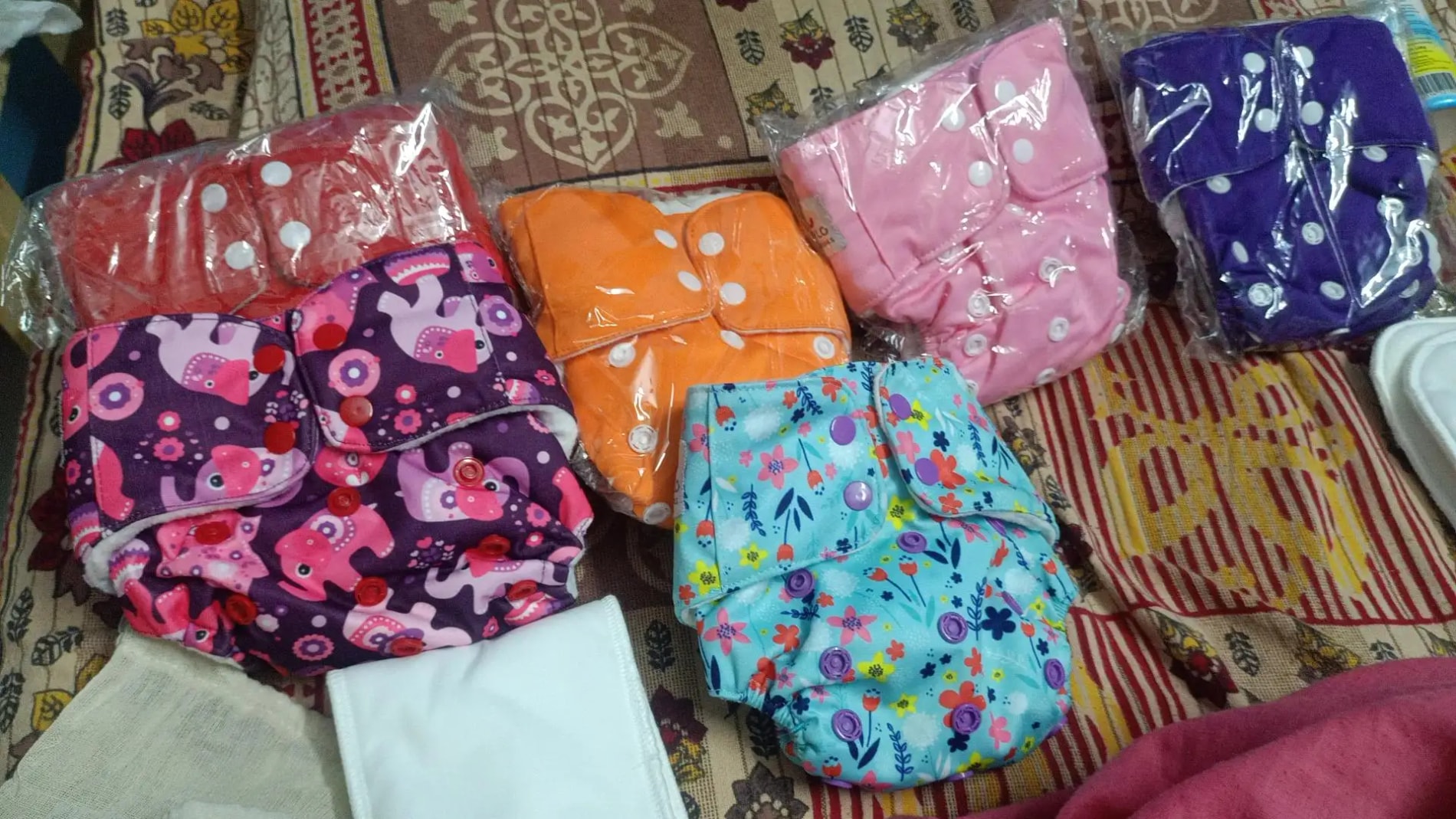 Adjustable Washable & Reusable Cloth Diaper With Dry Feel, Absorbent Insert Pad (3M-3Y) | Oeko-Tex Certified | Prevents Rashes - Assorted Colors - Pack of 4