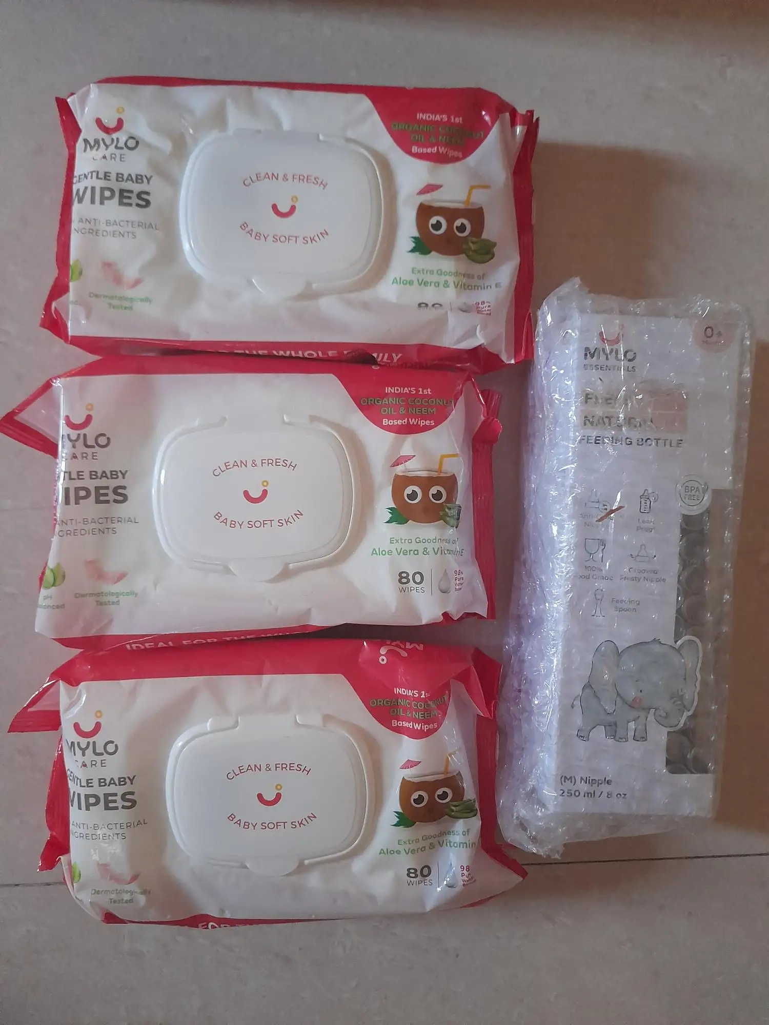 Gentle Baby Wipes With Lid - Organic Coconut Oil, Neem, Aloe Vera and Vitamin E | 98% Pure Water | Dermatologically Tested (Pack of 3) - 72 Wipes Per Pack