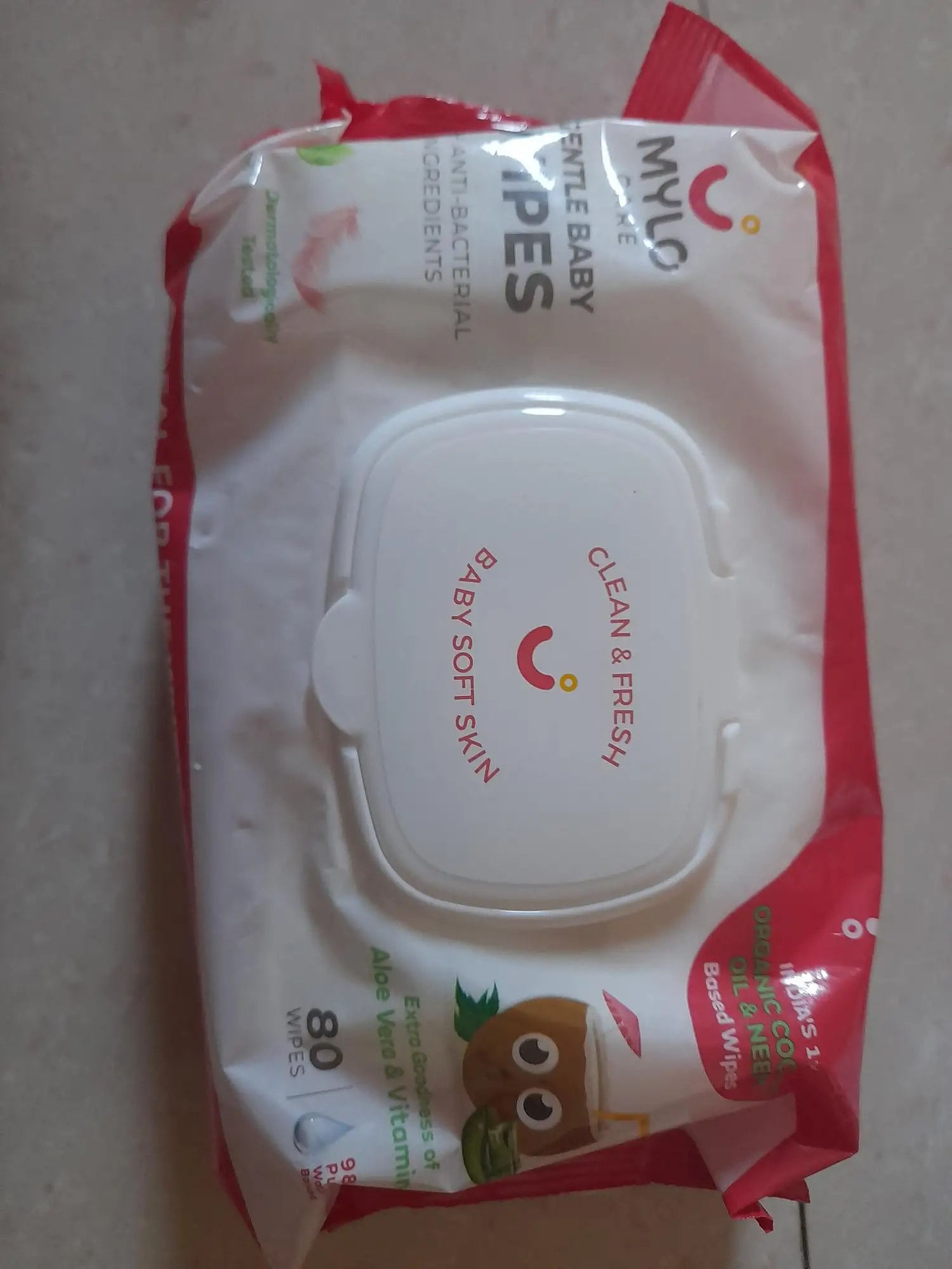 Gentle Baby Wipes With Lid - Organic Coconut Oil, Neem, Aloe Vera and Vitamin E | 98% Pure Water | Dermatologically Tested (Pack of 3) - 72 Wipes Per Pack