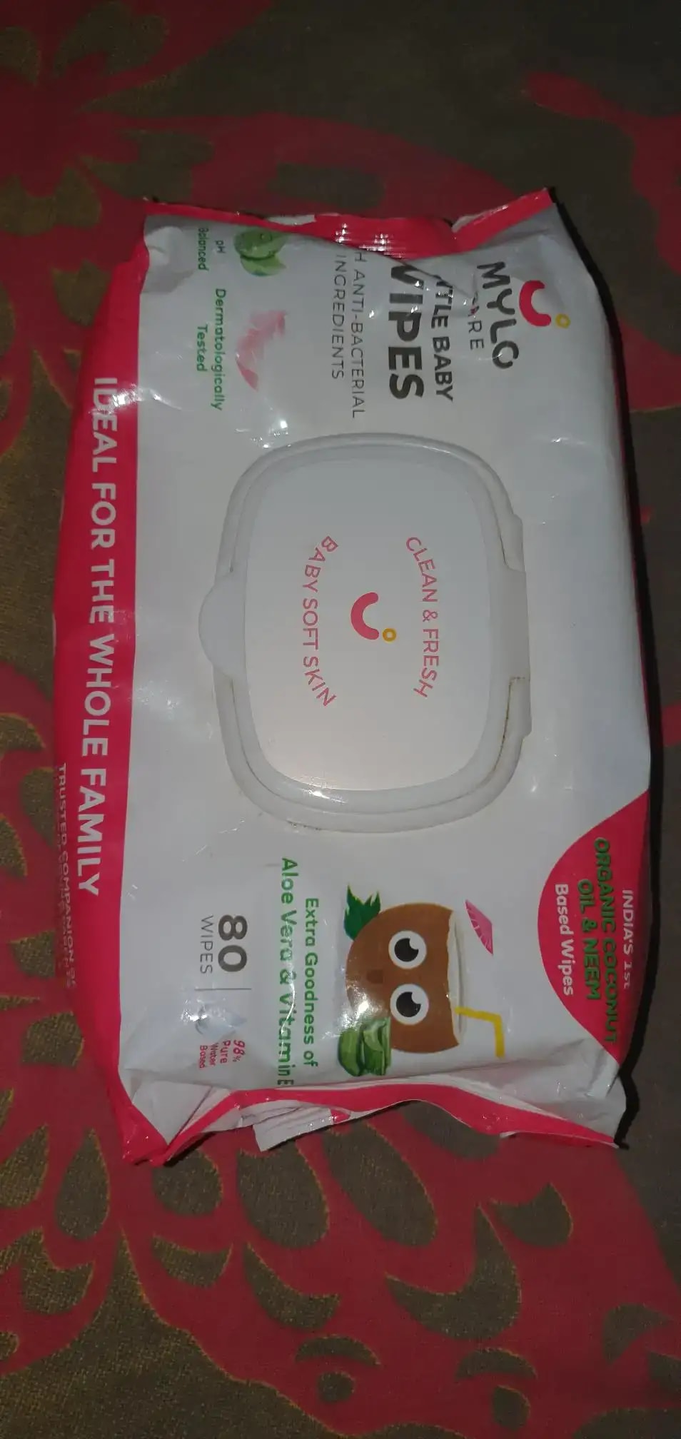 Gentle Baby Wipes With Lid - Organic Coconut Oil, Neem, Aloe Vera and Vitamin E | 98% Pure Water | Dermatologically Tested (Pack of 3) - 72 Wipes Per Pack
