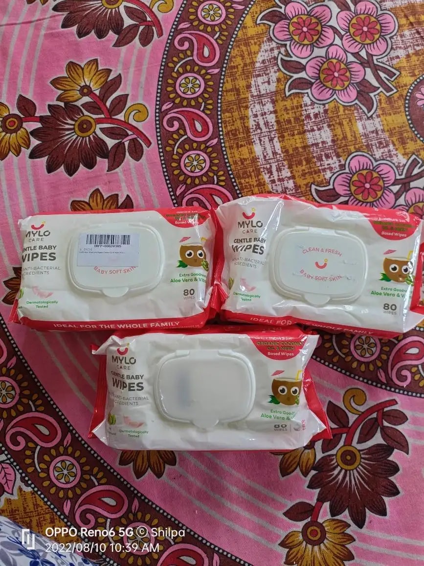 Gentle Baby Wipes With Lid - Organic Coconut Oil, Neem, Aloe Vera and Vitamin E | 98% Pure Water | Dermatologically Tested (Pack of 3) - 72 Wipes Per Pack
